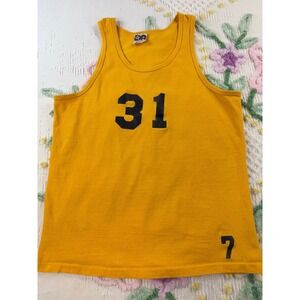 Don Alleson Athletic 31 7 Tank Top Mens Medium Yellow Jersey Style USA Made